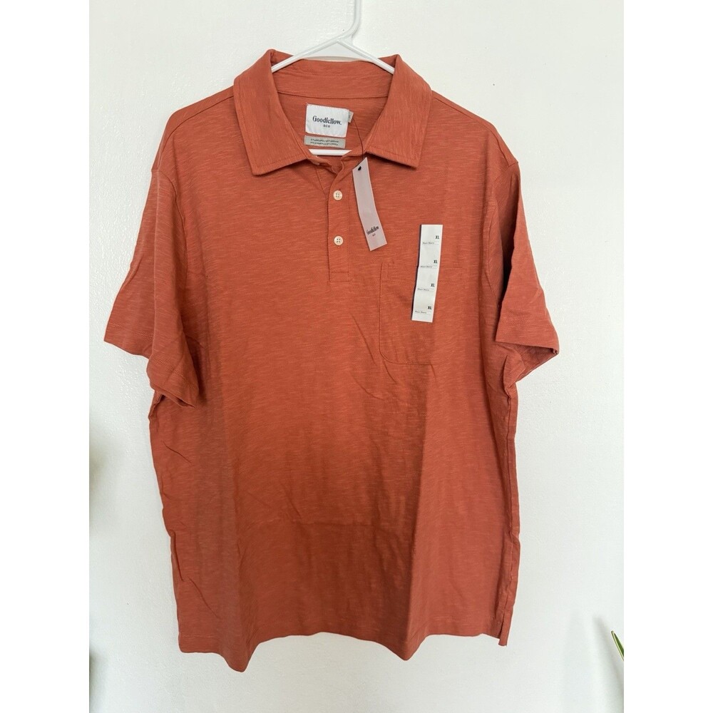 Goodfellow & Co Cotton Polo Shirt Short Sleeve Orange Solid Men's XL Standard